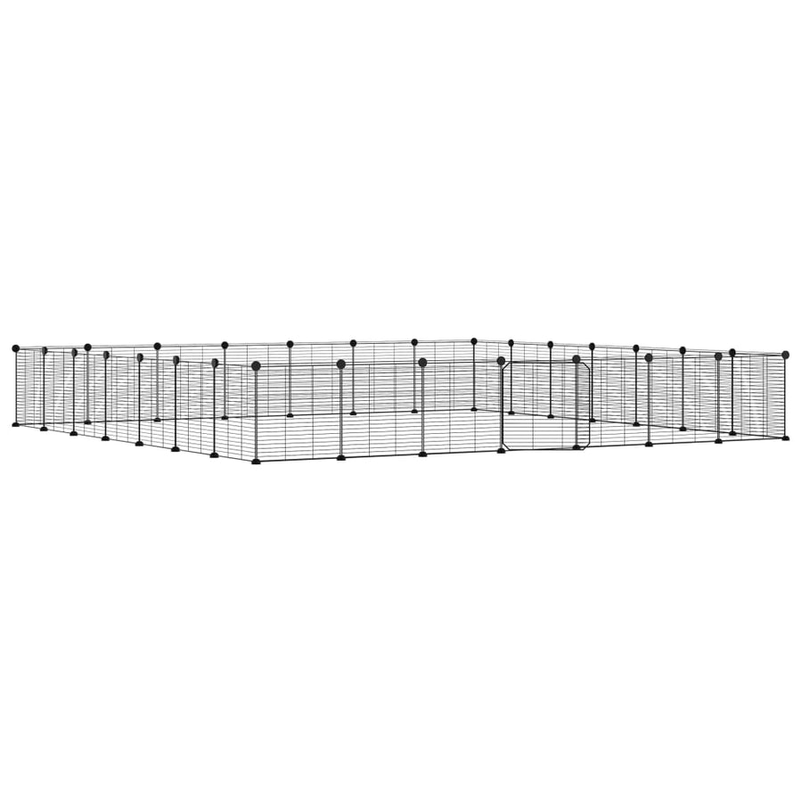 Huisdierenkooi Met Deur 28 Panelen 35X35 Cm Staal Zwart 1.5 cm 28 panelen met deur