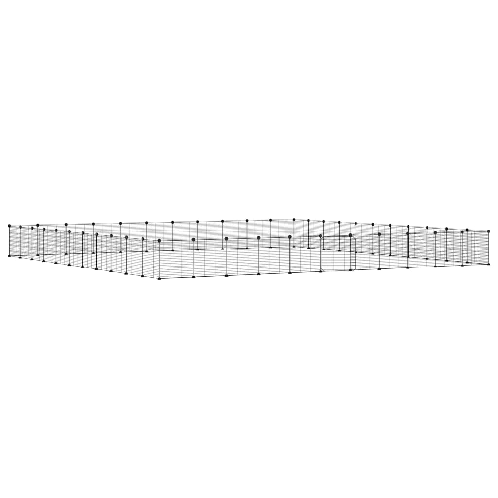Huisdierenkooi Met Deur 44 Panelen 35X35 Cm Staal Zwart 1.5 cm 44 panelen met deur
