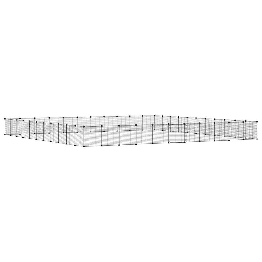 Huisdierenkooi Met Deur 44 Panelen 35X35 Cm Staal Zwart 1.5 cm 44 panelen met deur