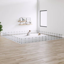 Huisdierenkooi met deur 52 panelen 35x35 cm staal zwart 1.5 cm 52 panelen met deur