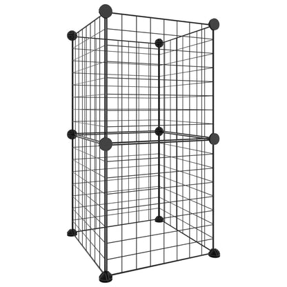 Huisdierenkooi Met 8 Panelen 35X35 Cm Staal Zwart 4.3 cm 8 panelen zonder deur
