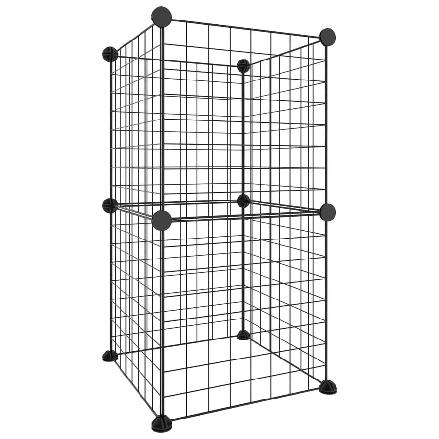 Huisdierenkooi Met 8 Panelen 35X35 Cm Staal Zwart 4.3 cm 8 panelen zonder deur