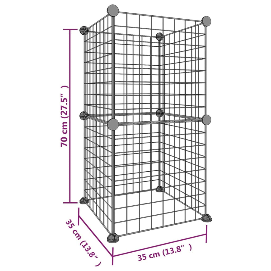 Huisdierenkooi Met 8 Panelen 35X35 Cm Staal Zwart 4.3 cm 8 panelen zonder deur