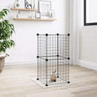 Huisdierenkooi 8 panelen 35x35 cm staal zwart