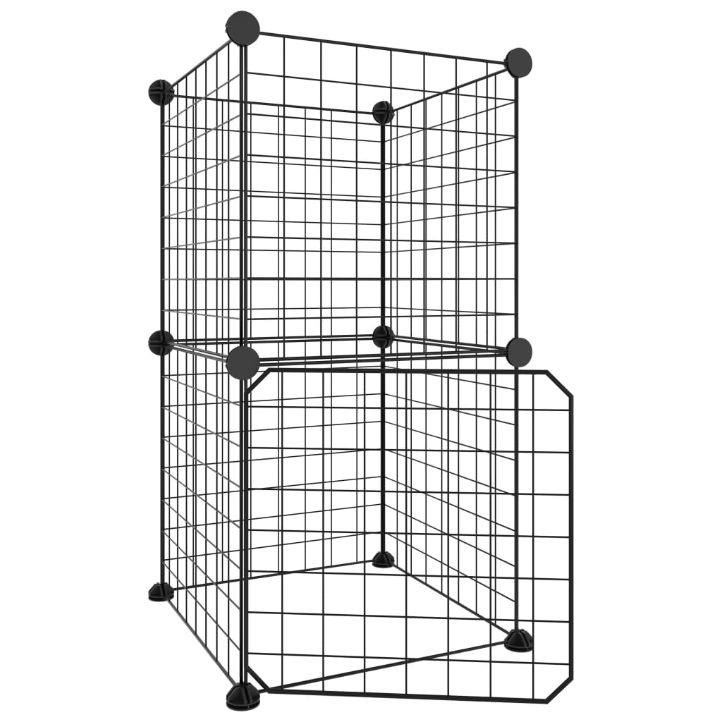 Huisdierenkooi Met Deur 8 Panelen 35X35 Cm Staal Zwart 4.3 cm 8 panelen met deur