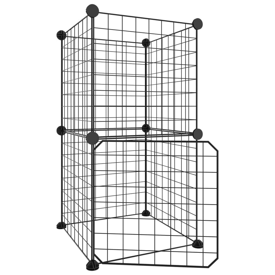 Huisdierenkooi Met Deur 8 Panelen 35X35 Cm Staal Zwart 4.3 cm 8 panelen met deur