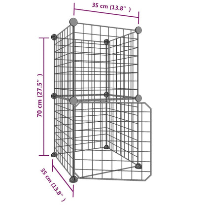 Huisdierenkooi Met Deur 8 Panelen 35X35 Cm Staal Zwart 4.3 cm 8 panelen met deur