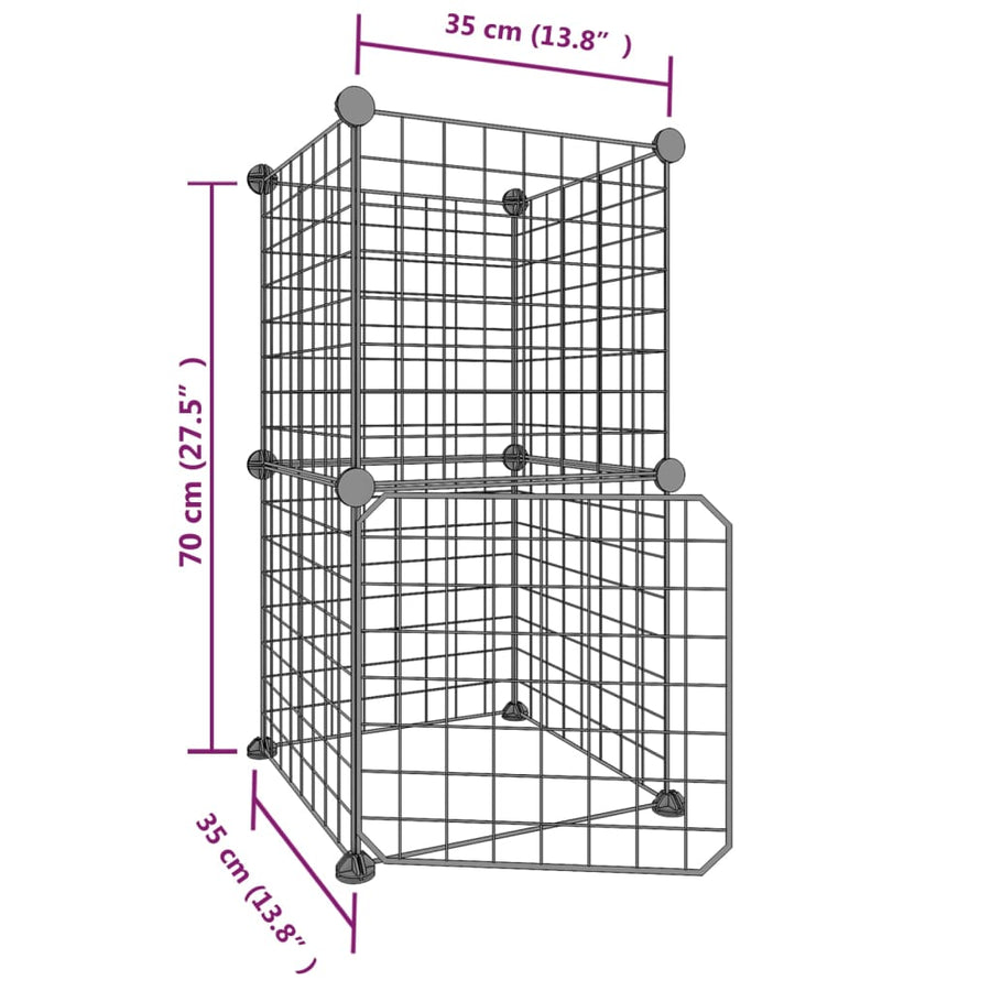 Huisdierenkooi Met Deur 8 Panelen 35X35 Cm Staal Zwart 4.3 cm 8 panelen met deur