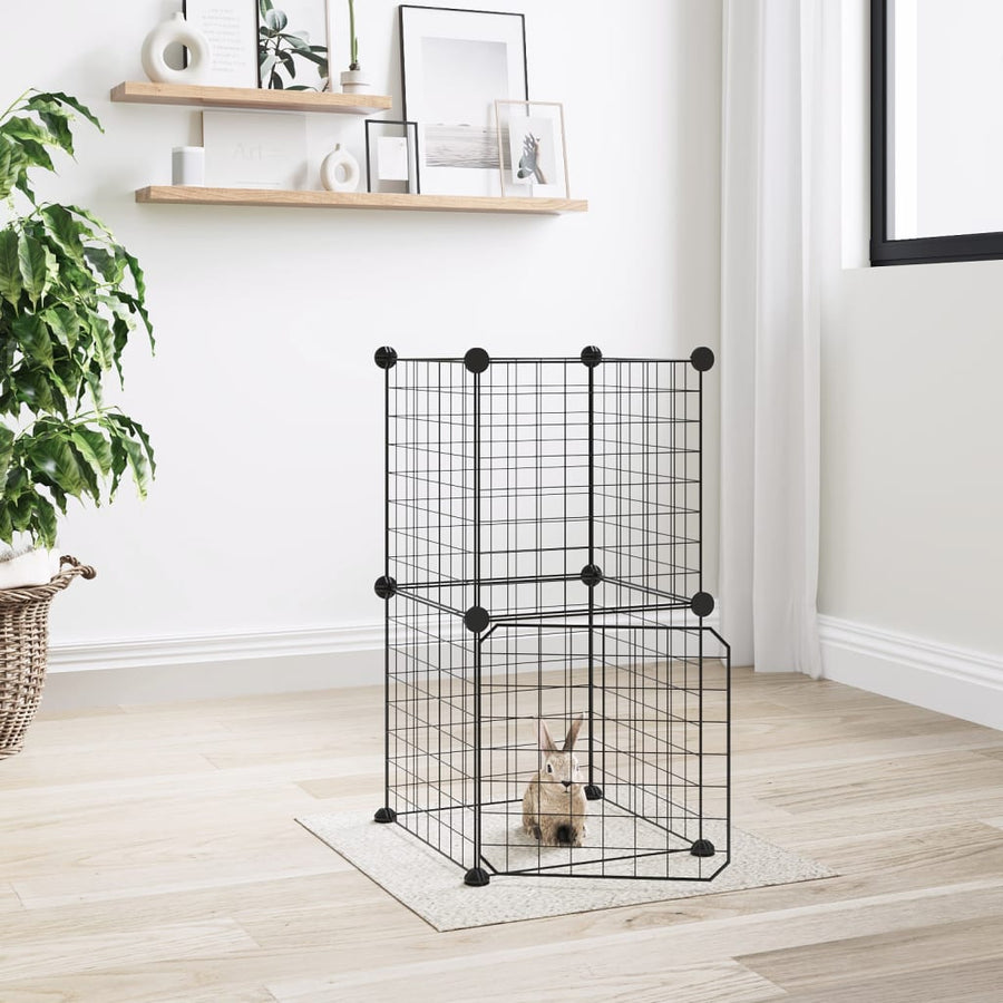Huisdierenkooi Met Deur 8 Panelen 35X35 Cm Staal Zwart 4.3 cm 8 panelen met deur