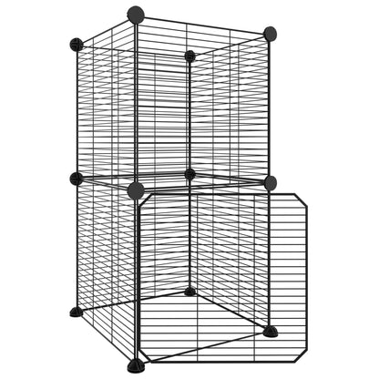 Huisdierenkooi Met Deur 8 Panelen 35X35 Cm Staal Zwart 1.5 cm 8 panelen met deur