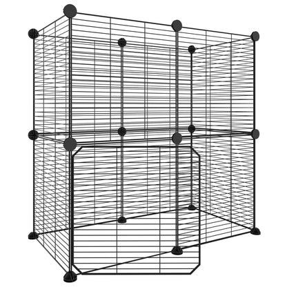 Huisdierenkooi Met Deur 12 Panelen 35X35 Cm Staal Zwart 1.5 cm 12 panelen met deur