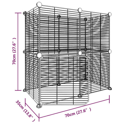 Huisdierenkooi Met Deur 12 Panelen 35X35 Cm Staal Zwart 1.5 cm 12 panelen met deur