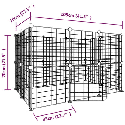Huisdierenkooi met deur 20 panelen 35x35 cm staal zwart 4.3 cm 20 panelen met deur