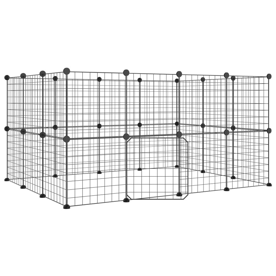 Huisdierenkooi Met Deur 28 Panelen 35X35 Cm Staal Zwart 4.3 cm 28 panelen met deur
