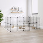 Pet Cage with Door 36 Panels 35x35 cm Steel Black