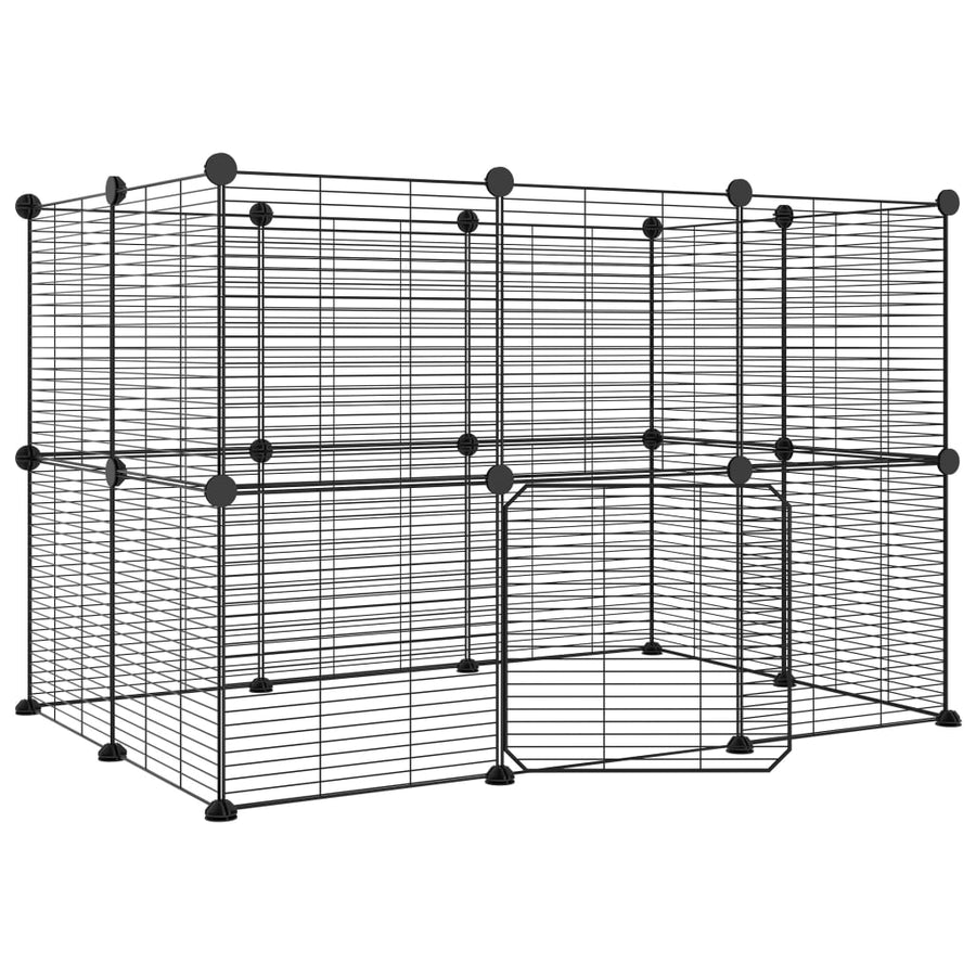 Huisdierenkooi Met Deur 20 Panelen 35X35 Cm Staal Zwart 1.5 cm 20 panelen met deur