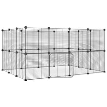 Huisdierenkooi Met Deur 28 Panelen 35X35 Cm Staal Zwart 1.5 cm 28 panelen met deur