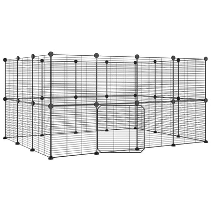 Huisdierenkooi Met Deur 28 Panelen 35X35 Cm Staal Zwart 1.5 cm 28 panelen met deur