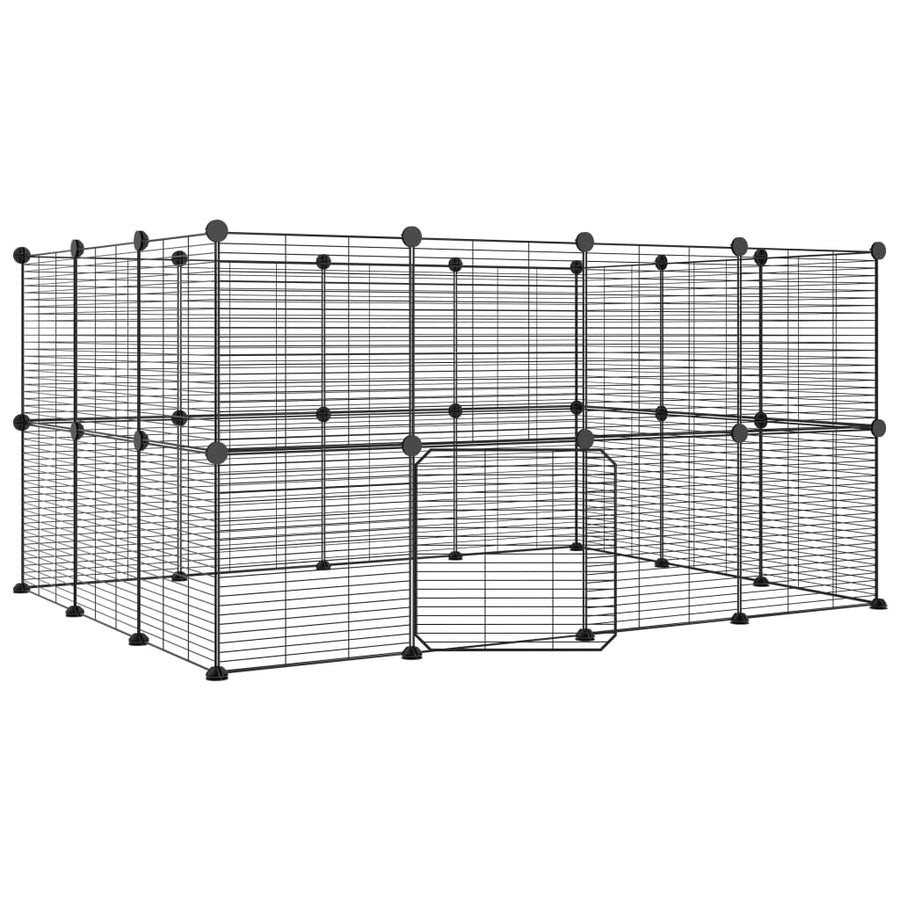 Huisdierenkooi Met Deur 28 Panelen 35X35 Cm Staal Zwart 1.5 cm 28 panelen met deur