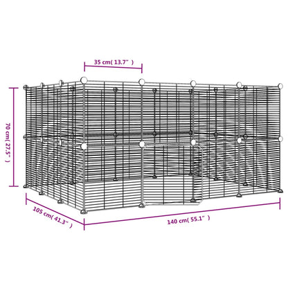 Huisdierenkooi Met Deur 28 Panelen 35X35 Cm Staal Zwart 1.5 cm 28 panelen met deur