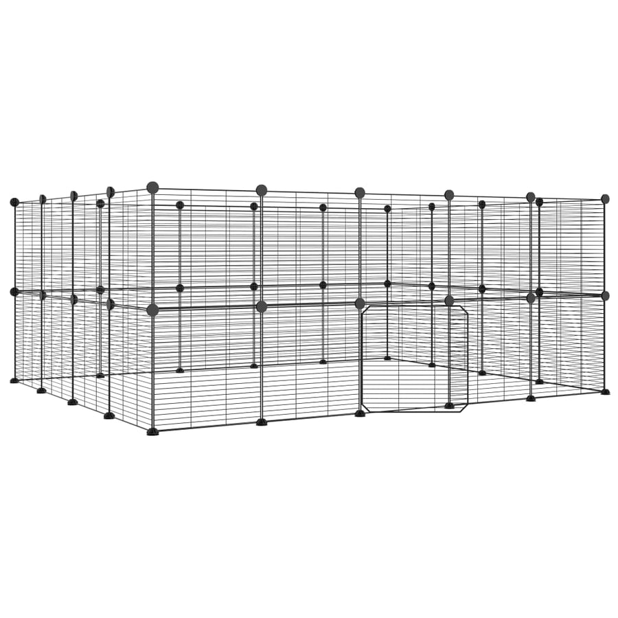 Huisdierenkooi Met Deur 36 Panelen 35X35 Cm Staal Zwart 1.5 cm 36 panelen met deur