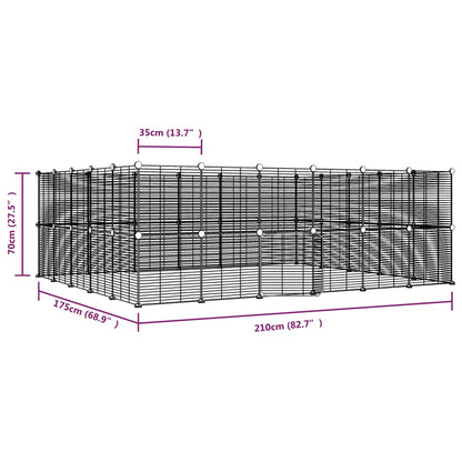 Huisdierenkooi Met Deur 44 Panelen 35X35 Cm Staal Zwart 1.5 cm 44 panelen met deur