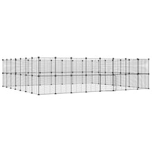Huisdierenkooi met deur 60 panelen 35x35 cm staal zwart 1.5 cm 60 panelen met deur