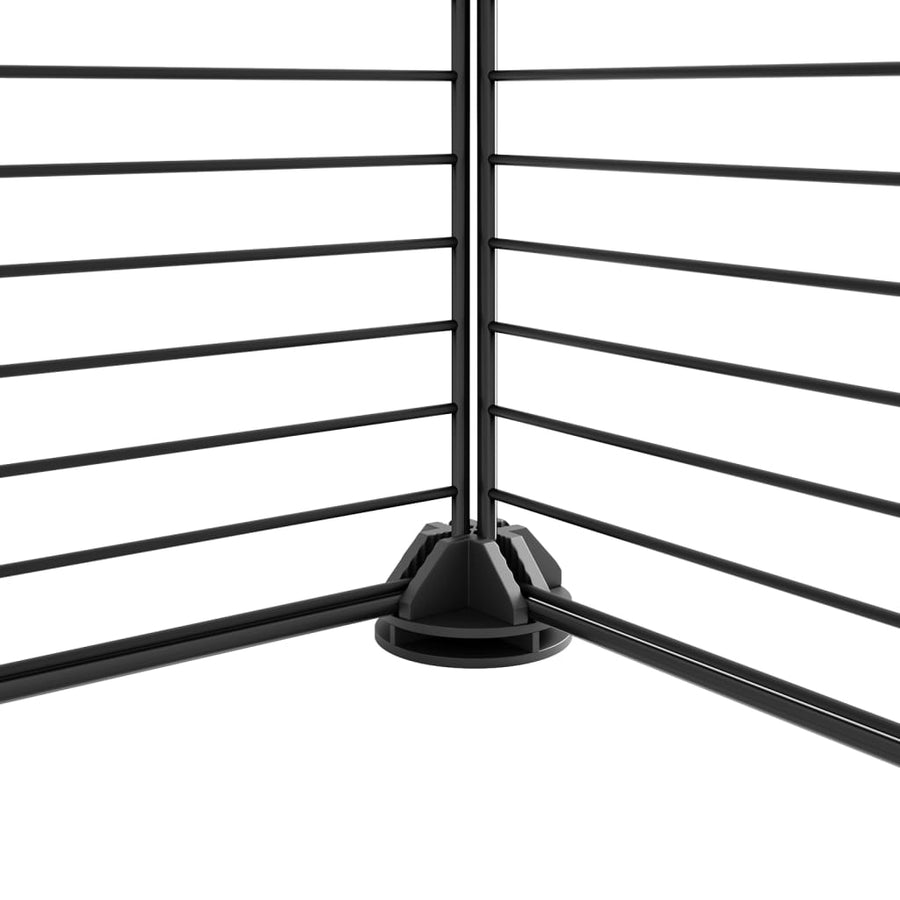 Huisdierenkooi met deur 60 panelen 35x35 cm staal zwart 1.5 cm 60 panelen met deur