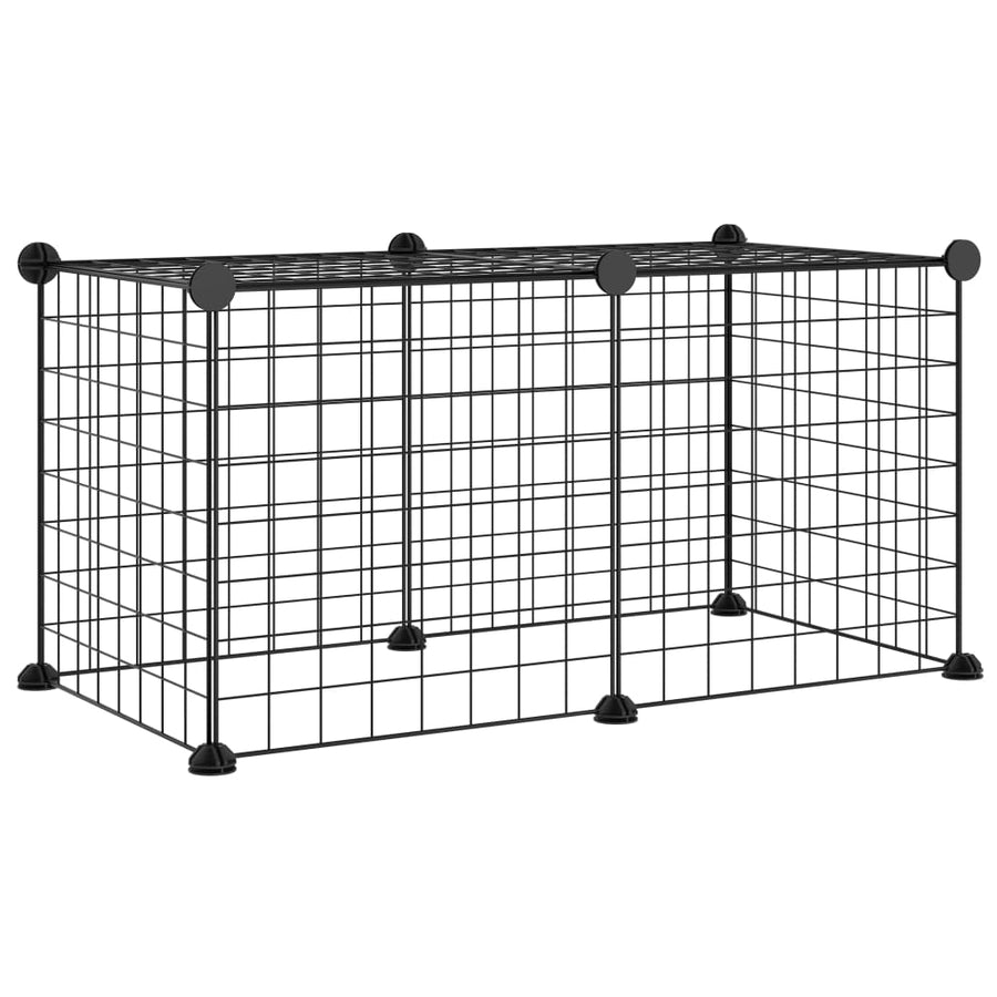 Huisdierenkooi Met 8 Panelen 35X35 Cm Staal Zwart 4.3 cm 8 panelen zonder deur