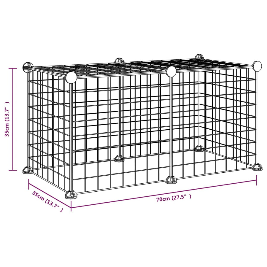 Huisdierenkooi Met 8 Panelen 35X35 Cm Staal Zwart 4.3 cm 8 panelen zonder deur