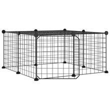 Huisdierenkooi met deur 12 panelen 35x35 cm staal zwart 4.3 cm