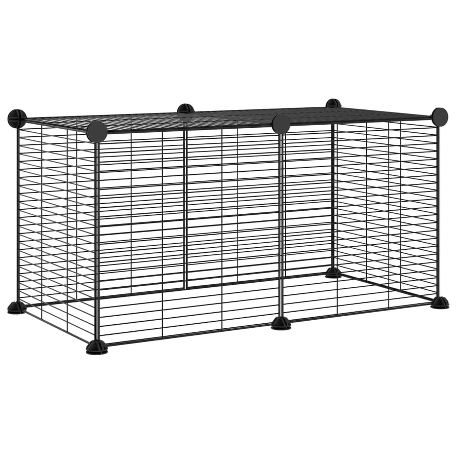 Huisdierenkooi Met 8 Panelen 35X35 Cm Staal Zwart 1.5 cm 8 panelen zonder deur