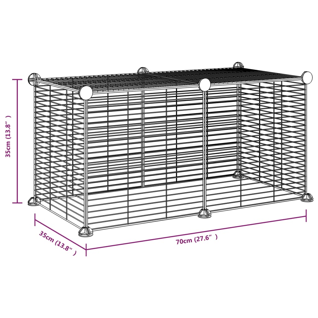 Huisdierenkooi Met 8 Panelen 35X35 Cm Staal Zwart 1.5 cm 8 panelen zonder deur