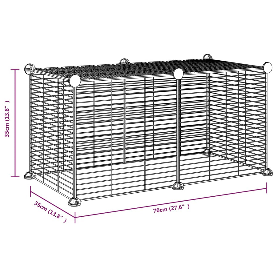 Huisdierenkooi Met 8 Panelen 35X35 Cm Staal Zwart 1.5 cm 8 panelen zonder deur