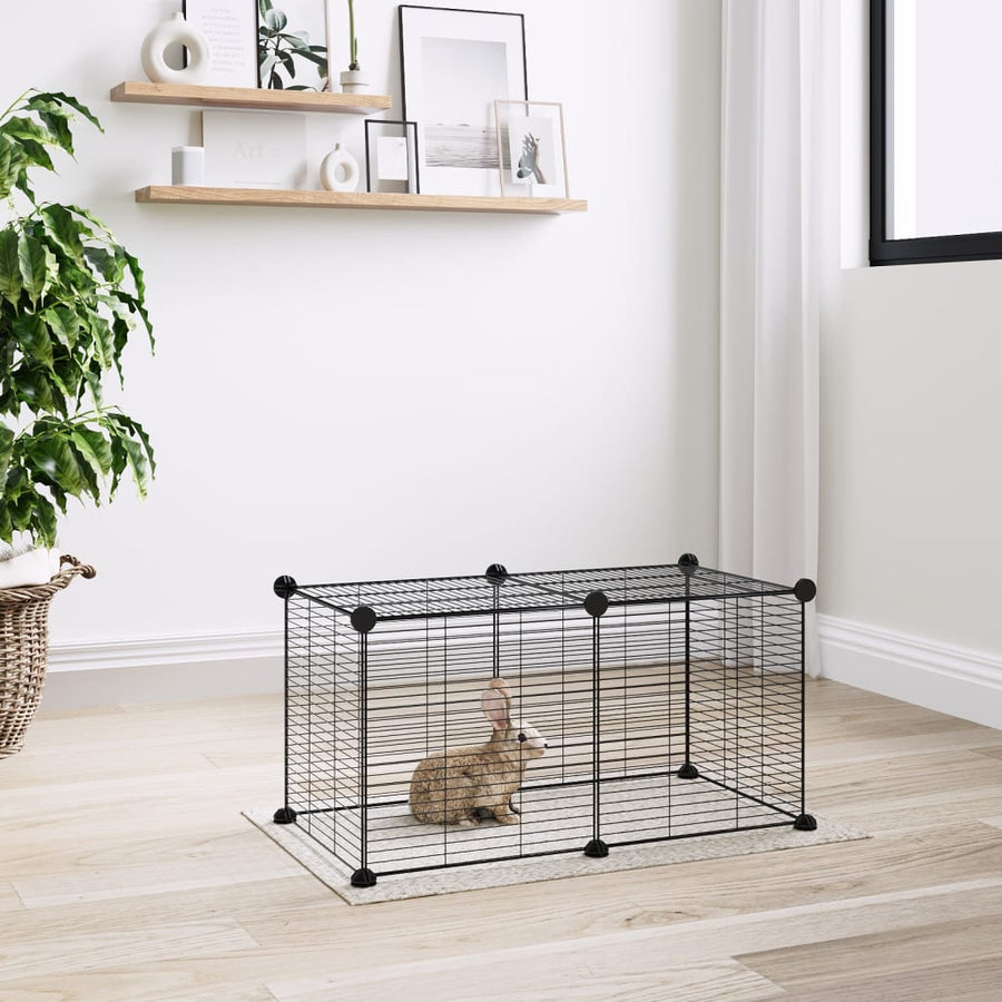 Huisdierenkooi Met 8 Panelen 35X35 Cm Staal Zwart 1.5 cm 8 panelen zonder deur