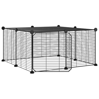 Huisdierenkooi Met Deur 12 Panelen 35X35 Cm Staal Zwart 1.5 cm 12 panelen met deur
