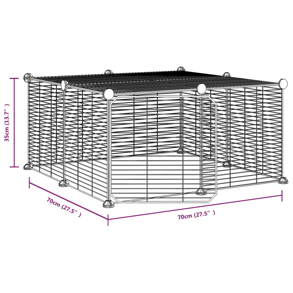 Huisdierenkooi Met Deur 12 Panelen 35X35 Cm Staal Zwart 1.5 cm 12 panelen met deur