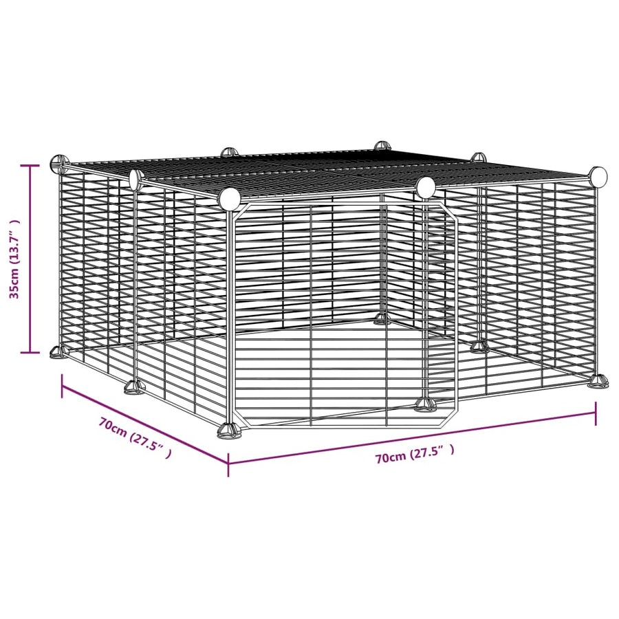 Huisdierenkooi Met Deur 12 Panelen 35X35 Cm Staal Zwart 1.5 cm 12 panelen met deur