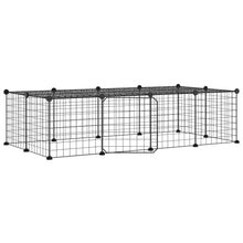Huisdierenkooi met deur 20 panelen 35x35 cm staal zwart 4.3 cm