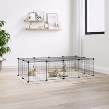 Huisdierenkooi met deur 20 panelen 35x35 cm staal zwart 4.3 cm