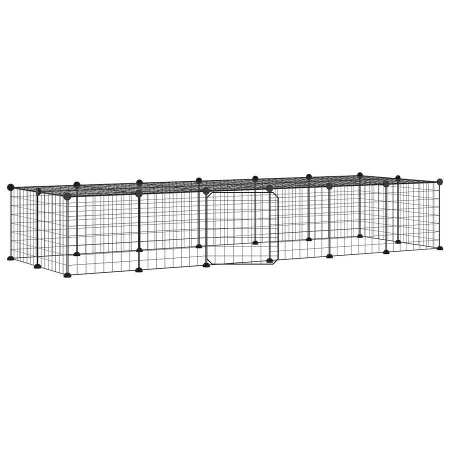Huisdierenkooi Met Deur 28 Panelen 35X35 Cm Staal Zwart 4.3 cm 28 panelen met deur