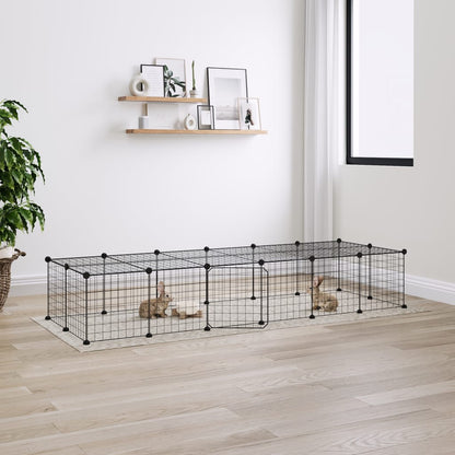 Huisdierenkooi Met Deur 28 Panelen 35X35 Cm Staal Zwart 4.3 cm 28 panelen met deur