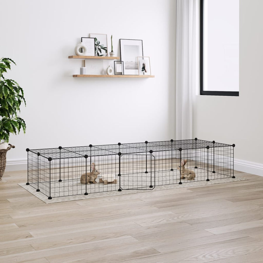 Huisdierenkooi Met Deur 28 Panelen 35X35 Cm Staal Zwart 4.3 cm 28 panelen met deur