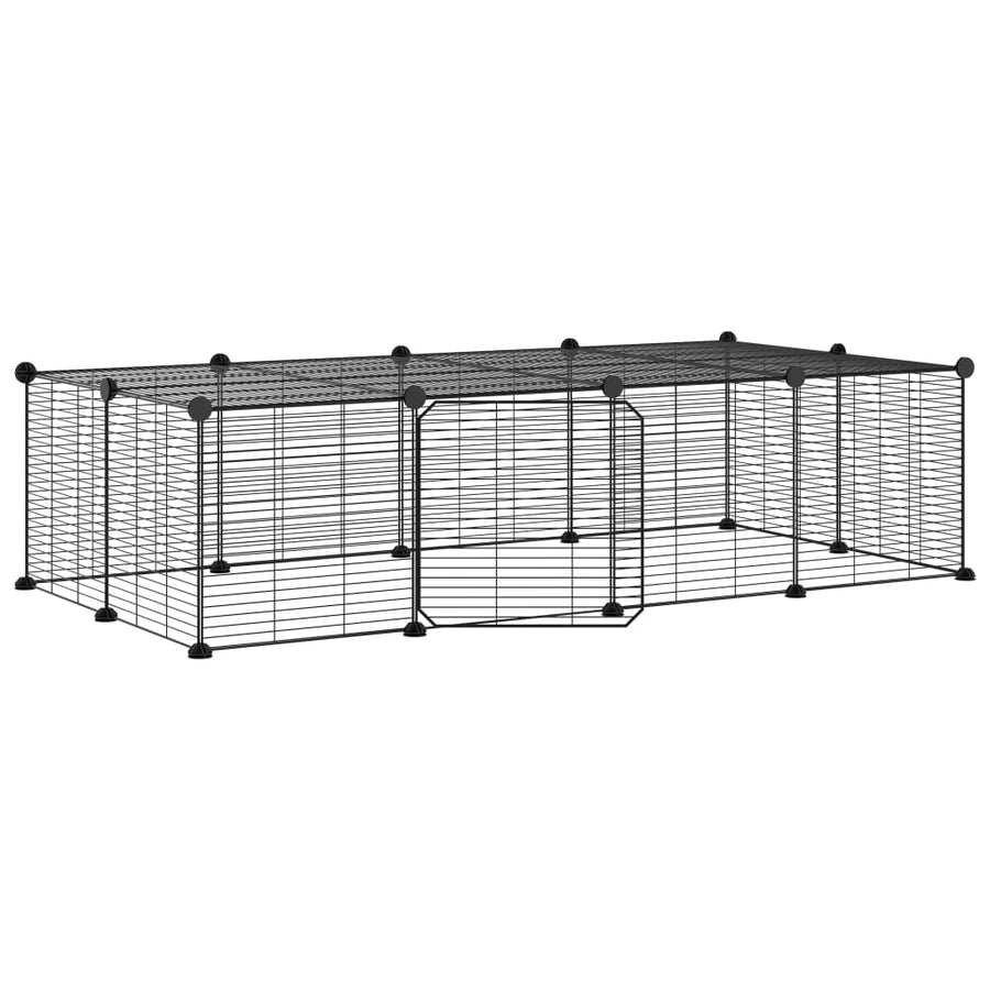 Huisdierenkooi Met Deur 20 Panelen 35X35 Cm Staal Zwart 1.5 cm 20 panelen met deur