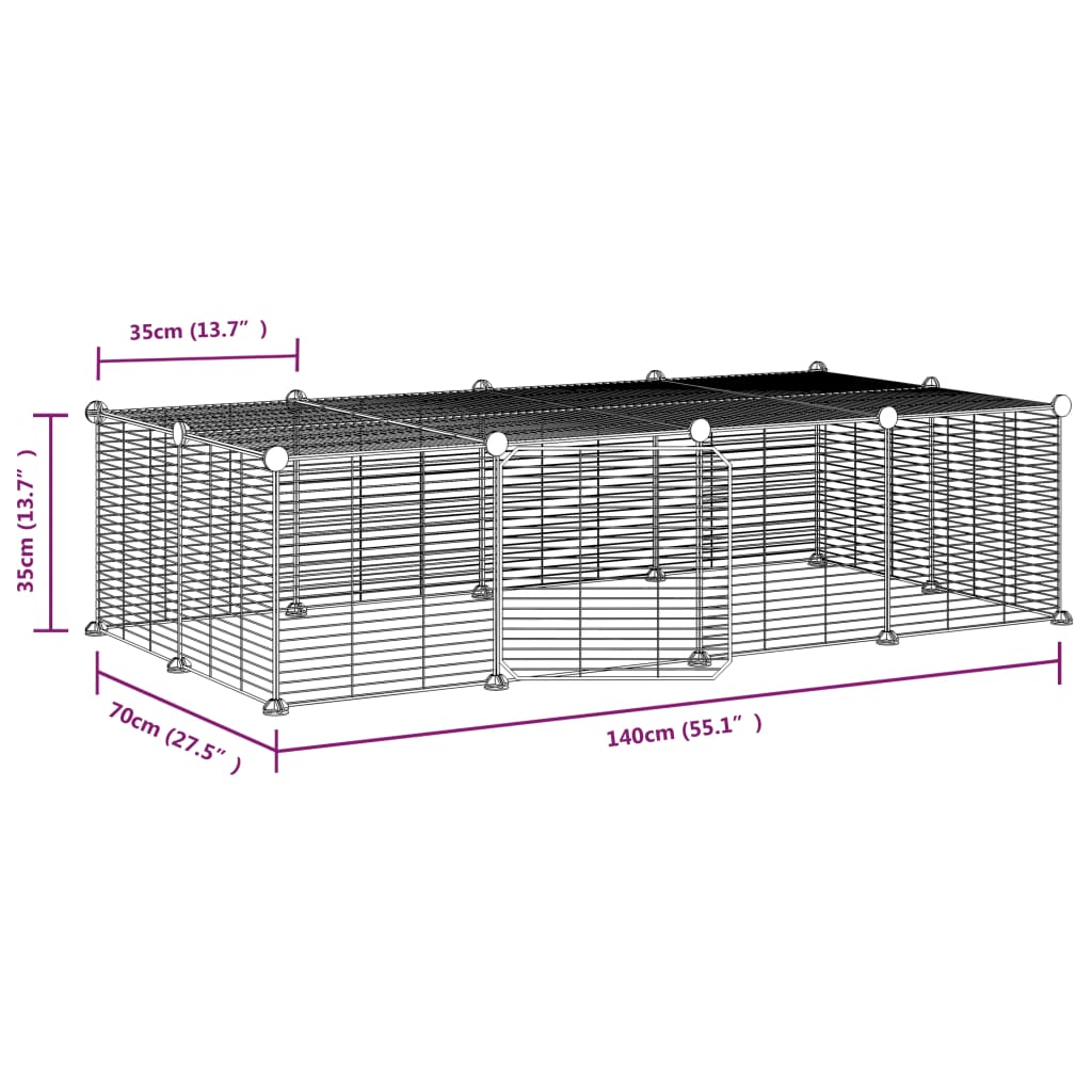 Huisdierenkooi Met Deur 20 Panelen 35X35 Cm Staal Zwart 1.5 cm 20 panelen met deur