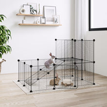 Huisdierenkooi Met Deur 20 Panelen 35X35 Cm Staal Zwart 20 panelen met deur