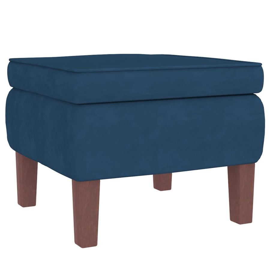 Schommelstoel Met Houten Poten En Voetenbank Fluweel Blauw Met voetensteun