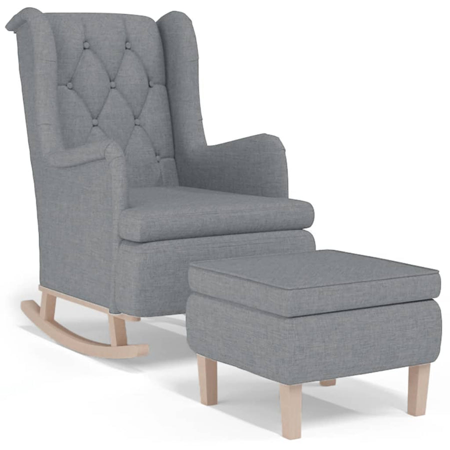 Fauteuil Met Schommelpoten En Voetenbank Stof Lichtgrijs Met voetensteun