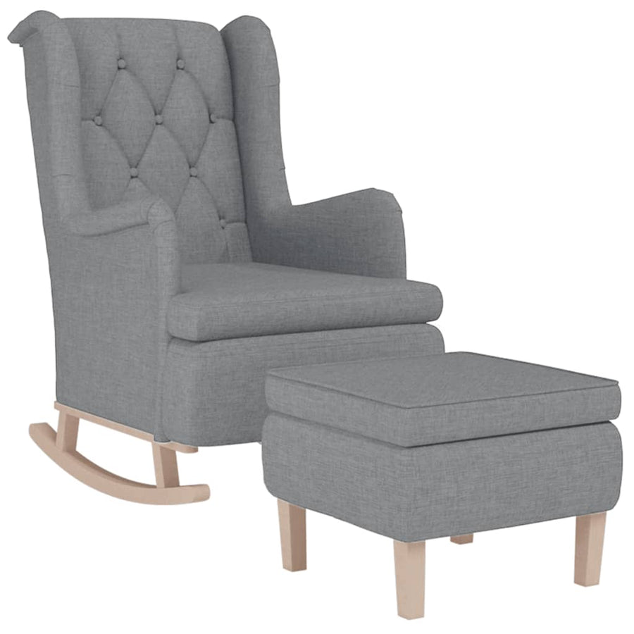 Fauteuil Met Schommelpoten En Voetenbank Stof Lichtgrijs Met voetensteun