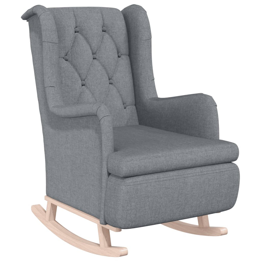 Fauteuil Met Schommelpoten En Voetenbank Stof Lichtgrijs Met voetensteun